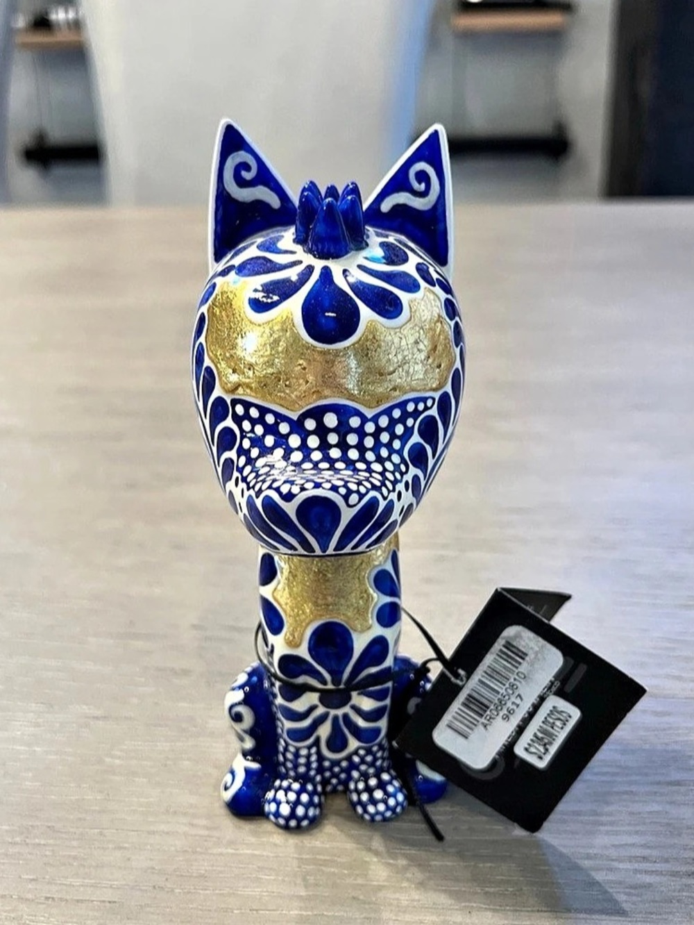 6.5" Xico Talavera Javier Becerril Hand Painted Dog Chihuahua No Box Blue Gold